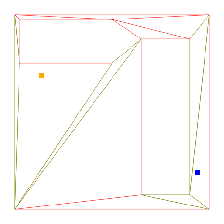 Navmesh with start and end neighbours highlighted